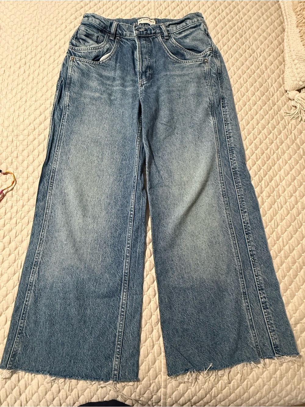 Free People We the free Final Countdown Wide Leg jeans size 25 raw hem brand new